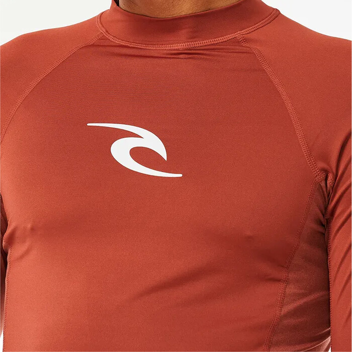 2024 Rip Curl Mens Waves UPF Performance Long Sleeve Rash Vest 141MRV - Red